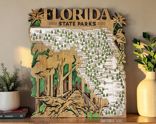 Florida State Parks Map | FL Travel Tracker | Hiking & Camping Gift | Florida Gift for Her | Florida Wall Art