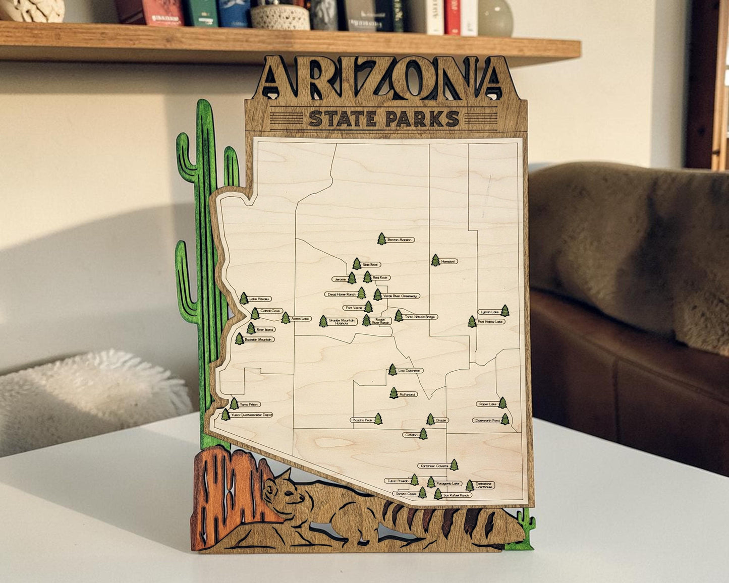 Personalized Arizona State Parks Map | AZ Travel Tracker | Layered Wood Adventure Keepsake | Hiking & Camping Gift | Arizona Wall Art