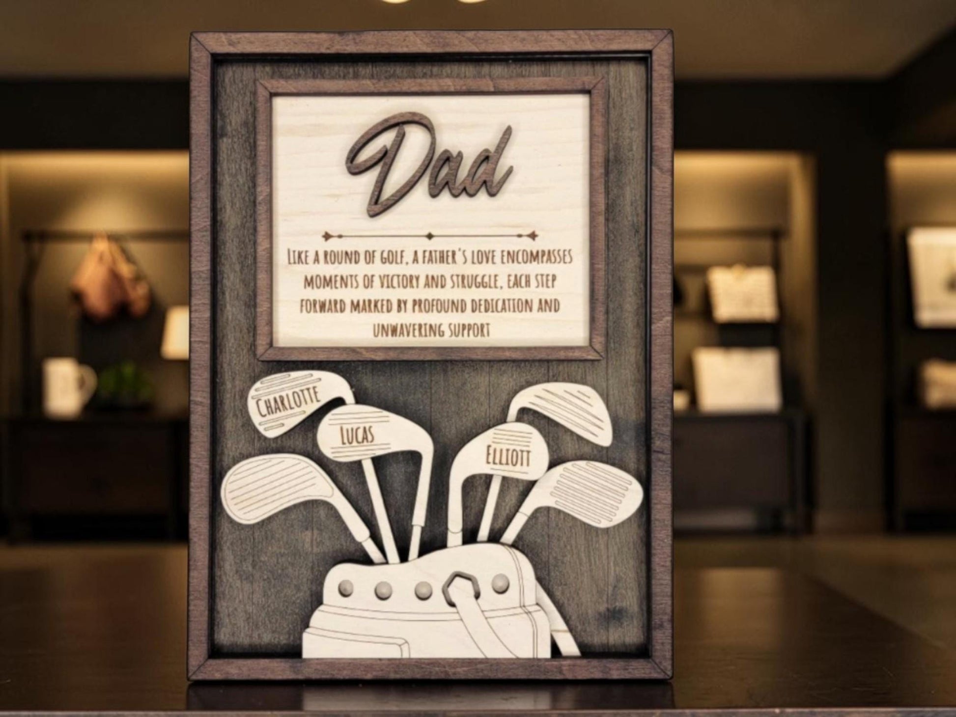 Personalized Golf Dad Sign | Engraved Wood Gift with Kids Names | Golf Grandpa Papa Daddy Gift | Father’s Day Golf Gift