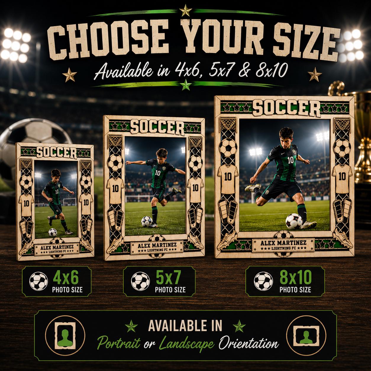 Personalized Soccer Picture Frame, Custom Wood Soccer Gift, Soccer Player Frame, Coach Gift, Soccer Dad Gift, End of Season Team Gift