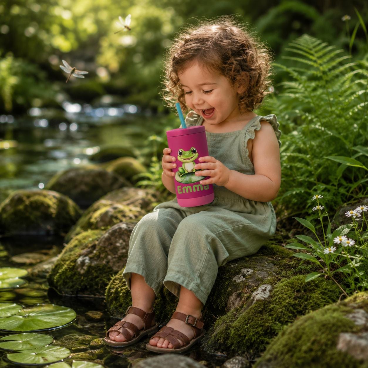 Frog Water Bottle for Kids, Frog Tumbler with Name, Back to School Cup, Personalized Toddler Gift, Kindergarten Water Bottle