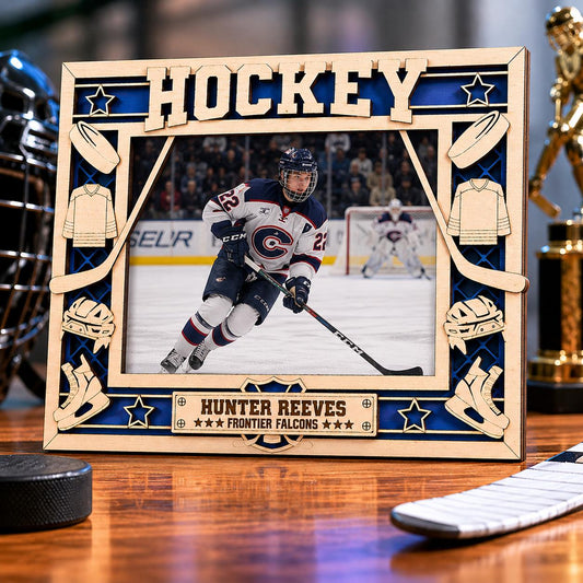 Personalized Hockey Picture Frame, Custom Wood Hockey Gift, Hockey Player Frame, Coach Gift, Hockey Dad Gift, End of Season Team Gift