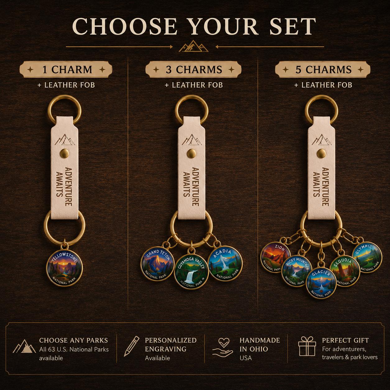 National Park Keychain Set | Personalized Travel Gift | Hiking Gift | National Park Lover Gift, Travel Keepsakes