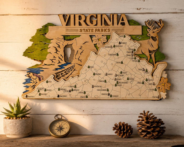 Personalized Virginia State Parks Map | Wooden Travel Tracker