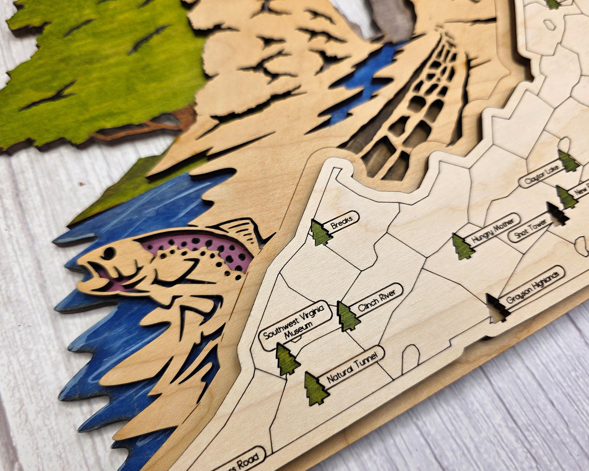 Personalized Virginia State Parks Map | VA Travel Tracker | Layered Wood Adventure Keepsake | Hiking & Camping Gift