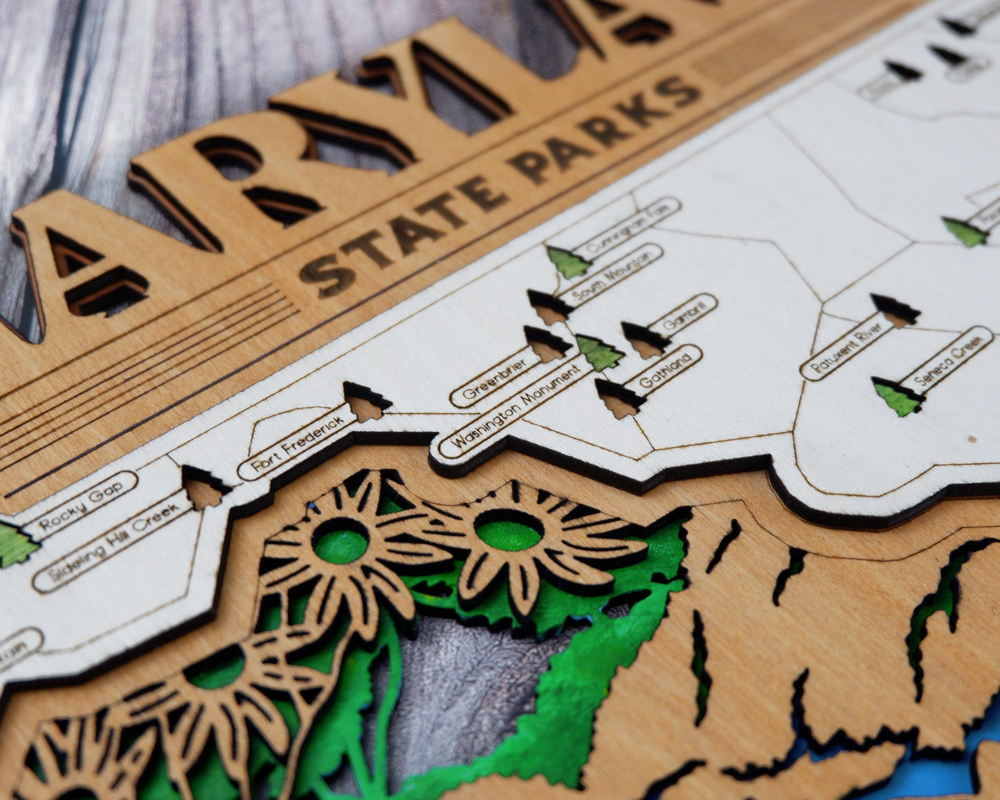 Personalized Maryland State Parks Map | MD Travel Tracker | Layered Wood Adventure Keepsake | Hiking & Camping Gift | Maryland Wall Art