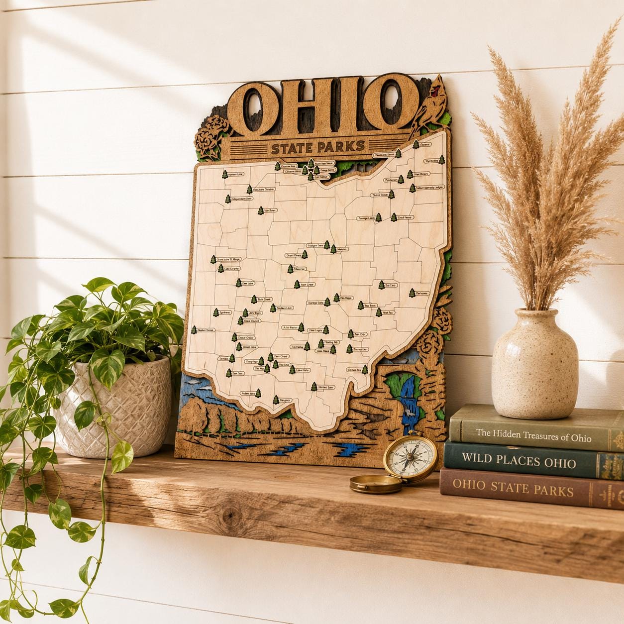 Personalized Ohio State Parks Map | OH Travel Tracker | Layered Wood Adventure Keepsake | Hiking & Camping Gift | Ohio Wall Art