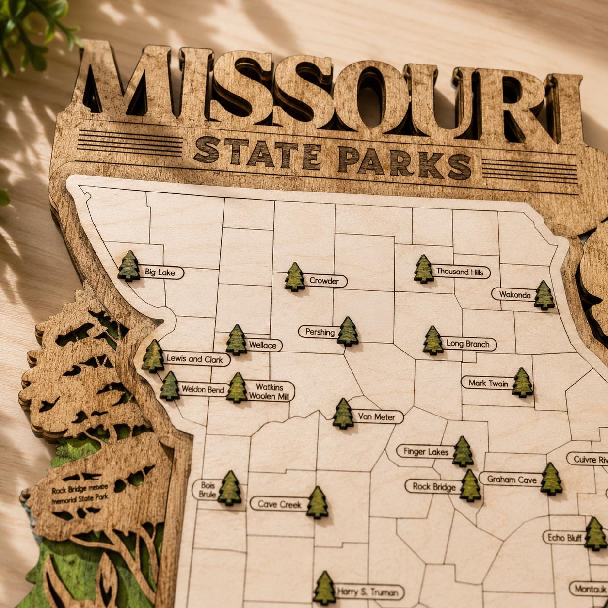 Personalized Missouri State Parks Map | MO Travel Tracker | Layered Wood Adventure Keepsake | Hiking & Camping Gift | Missouri Wall Art