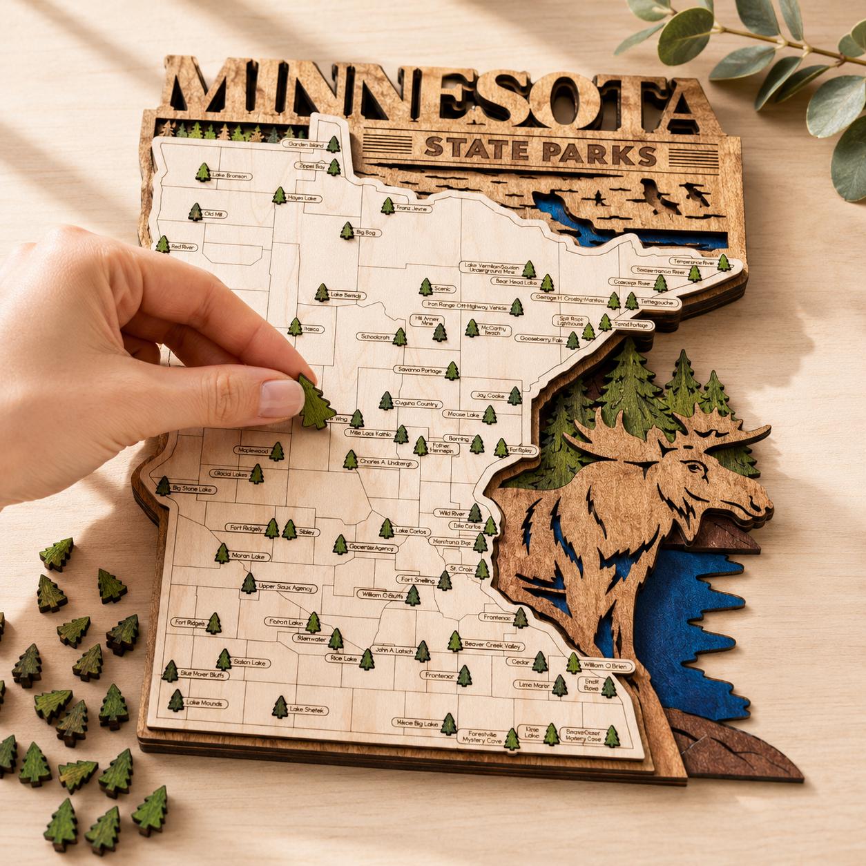 Personalized Minnesota State Parks Map | MN Travel Tracker | Layered Wood Adventure Keepsake | Hiking & Camping Gift | Minnesota Wall Art