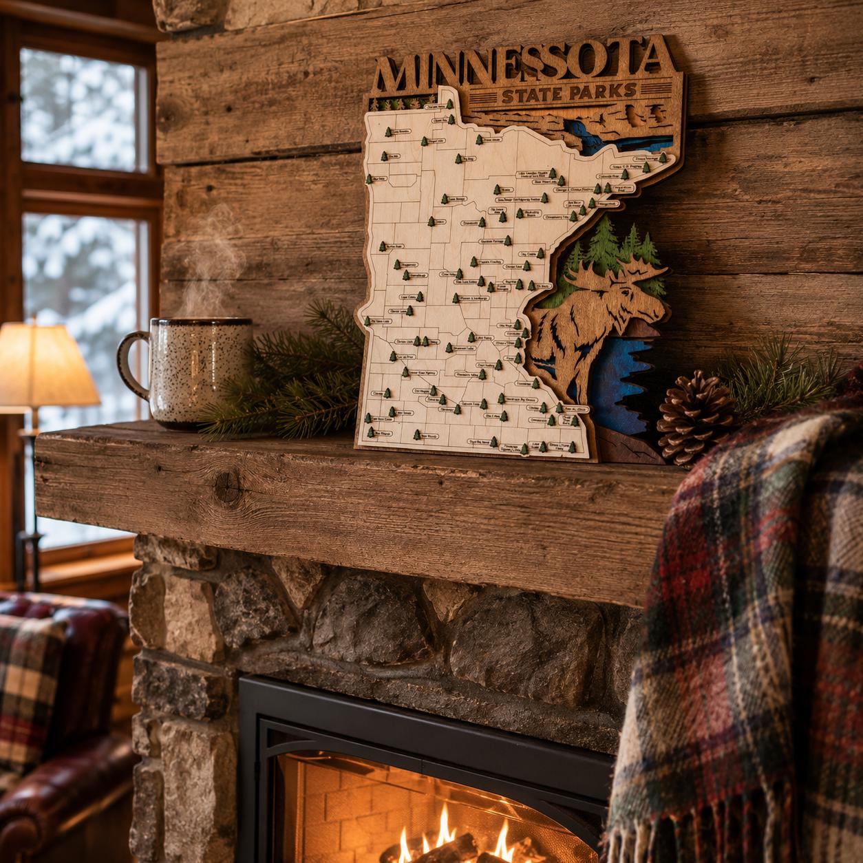 Personalized Minnesota State Parks Map | MN Travel Tracker | Layered Wood Adventure Keepsake | Hiking & Camping Gift | Minnesota Wall Art