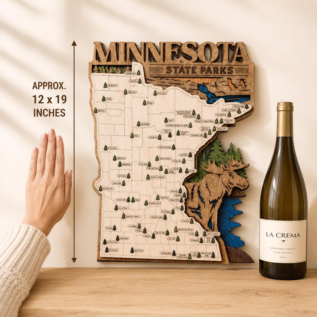 Personalized Minnesota State Parks Map | MN Travel Tracker | Layered Wood Adventure Keepsake | Hiking & Camping Gift | Minnesota Wall Art