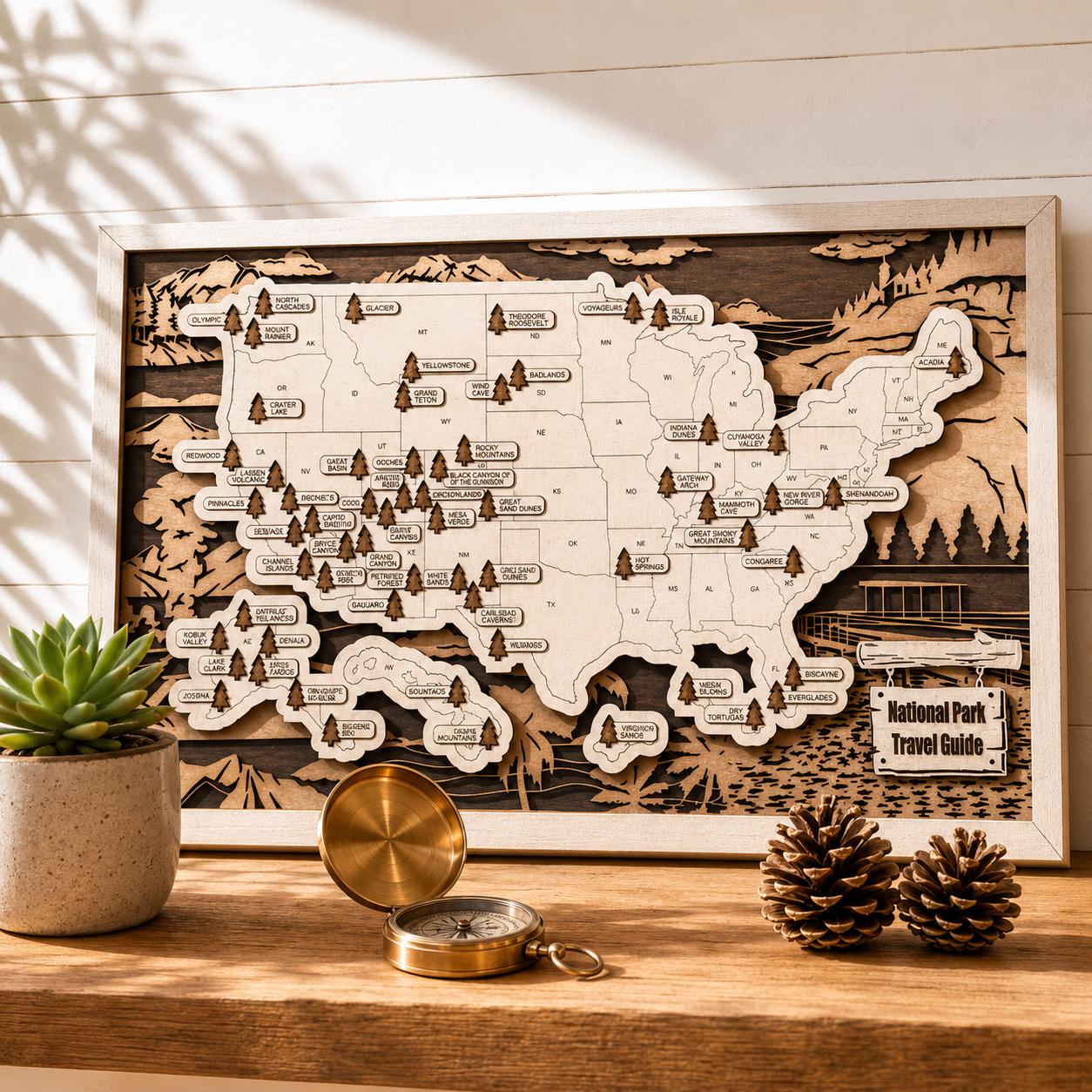 Personalized National Park Map | National Park Gift | Hiking Gift for Her | Hiking Gift for Him | National Park Tracker | Park Wall Art