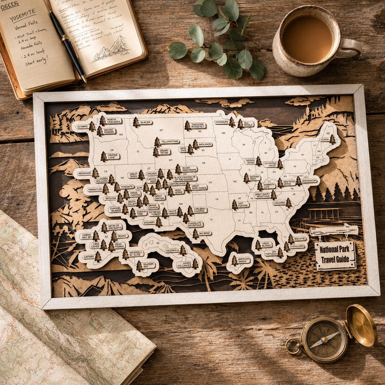 Personalized National Park Map | National Park Gift | Hiking Gift for Her | Hiking Gift for Him | National Park Tracker | Park Wall Art