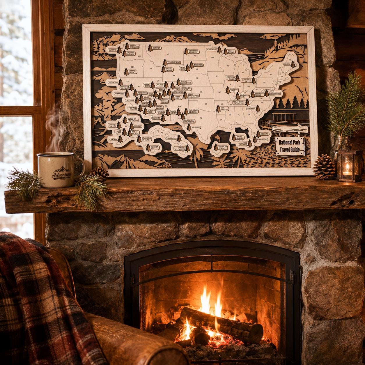 Personalized National Park Map | National Park Gift | Hiking Gift for Her | Hiking Gift for Him | National Park Tracker | Park Wall Art