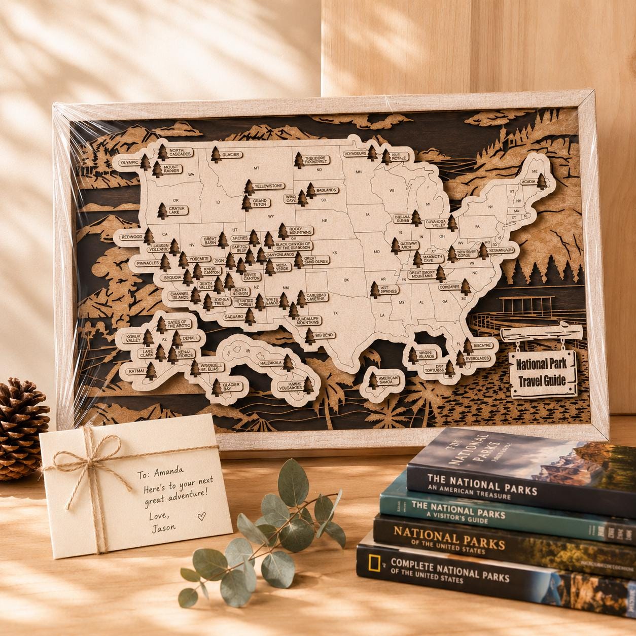 Personalized National Park Map | National Park Gift | Hiking Gift for Her | Hiking Gift for Him | National Park Tracker | Park Wall Art
