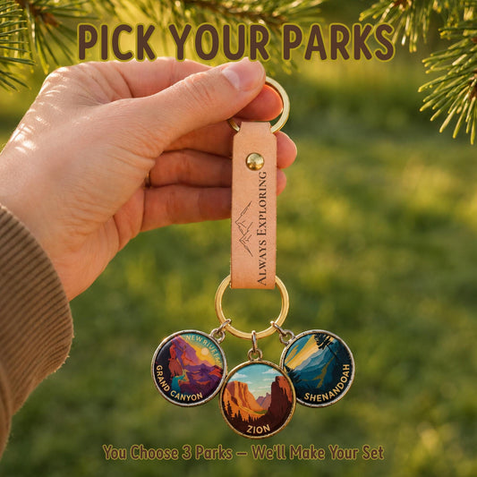 National Park Keychain Set | Personalized Travel Gift | Hiking Gift | National Park Lover Gift, Travel Keepsakes