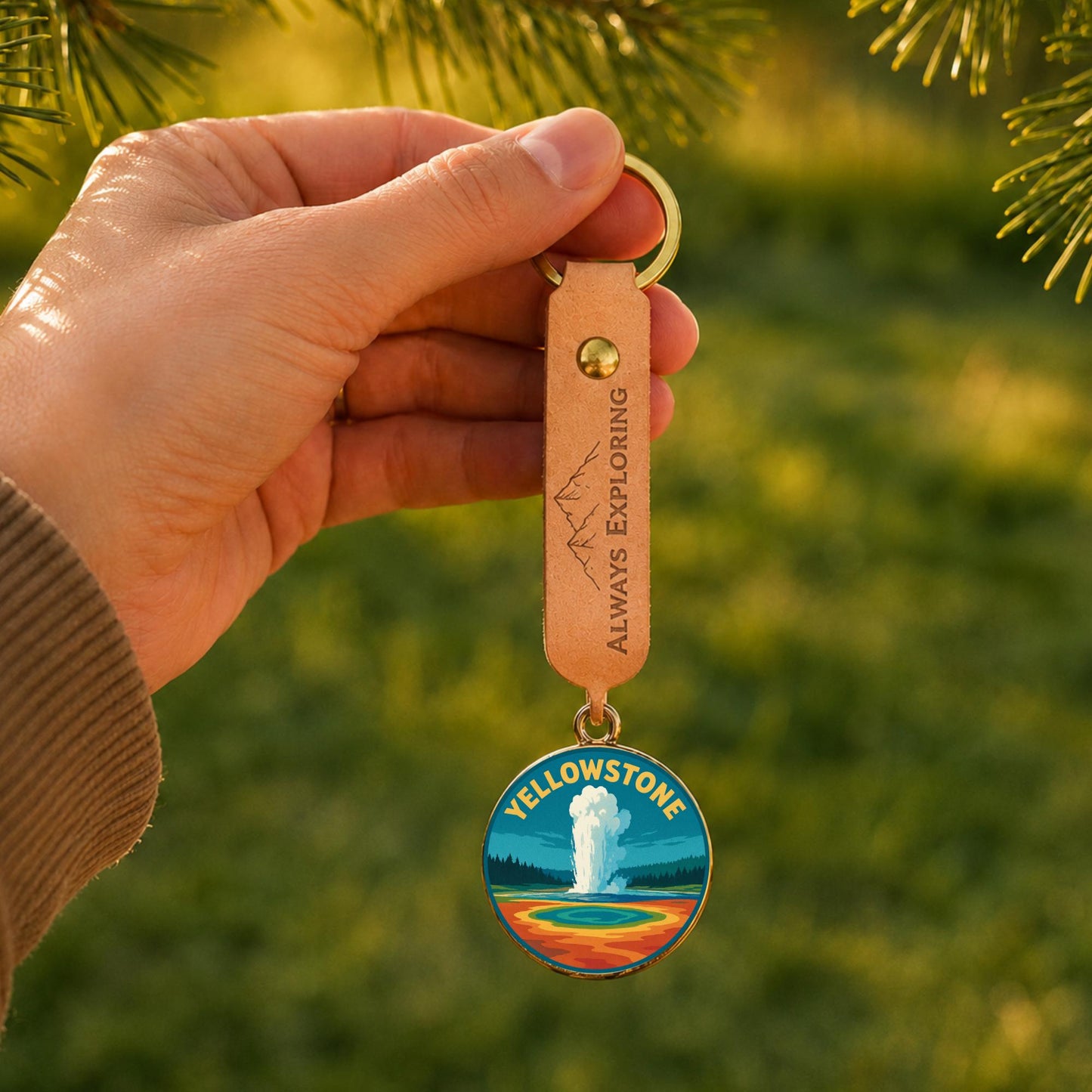 Yellowstone National Park Charm - Yellowstone Keychain - Yellowstone Souvenir - National Park Gift - Hiking Gift - Nature Lover Gift
