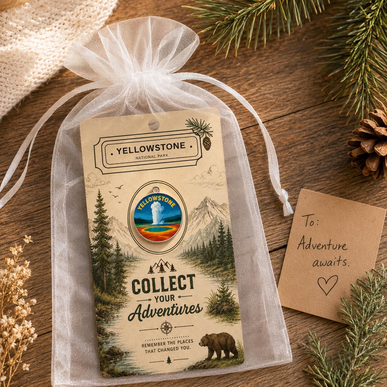 Yellowstone National Park Charm - Yellowstone Keychain - Yellowstone Souvenir - National Park Gift - Hiking Gift - Nature Lover Gift