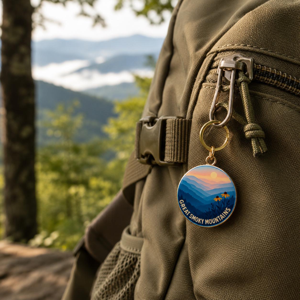 Great Smoky Mountains Charm - Smoky Mountains Keychain - Smoky Mountains Gift - Smoky Mountains Souvenir - National Park Charm - Hiking Gift