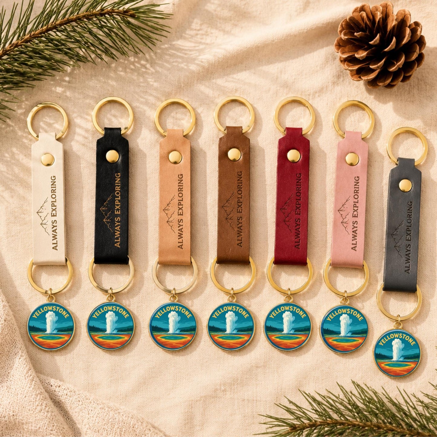 Yellowstone National Park Charm - Yellowstone Keychain - Yellowstone Souvenir - National Park Gift - Hiking Gift - Nature Lover Gift