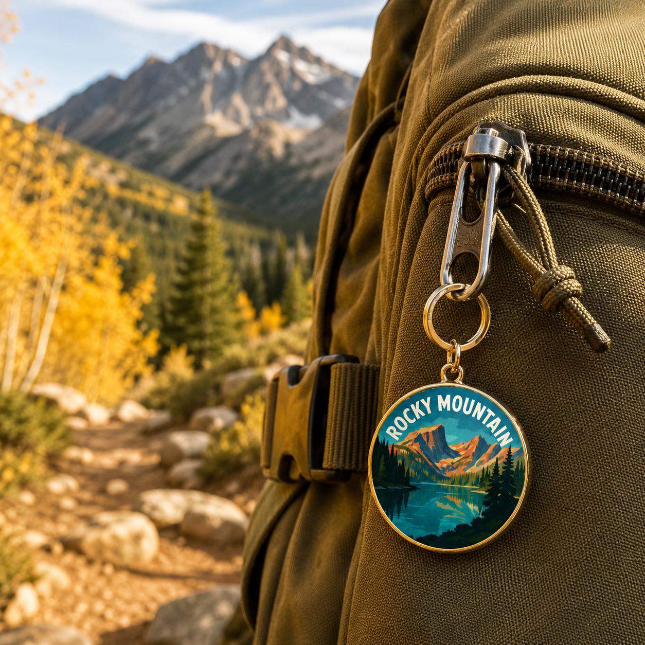 Rocky Mountain National Park Charm - RMNP Keychain - Rocky Mountain Gift - Rocky Mountain Souvenir - National Park Charm - Hiking Gift