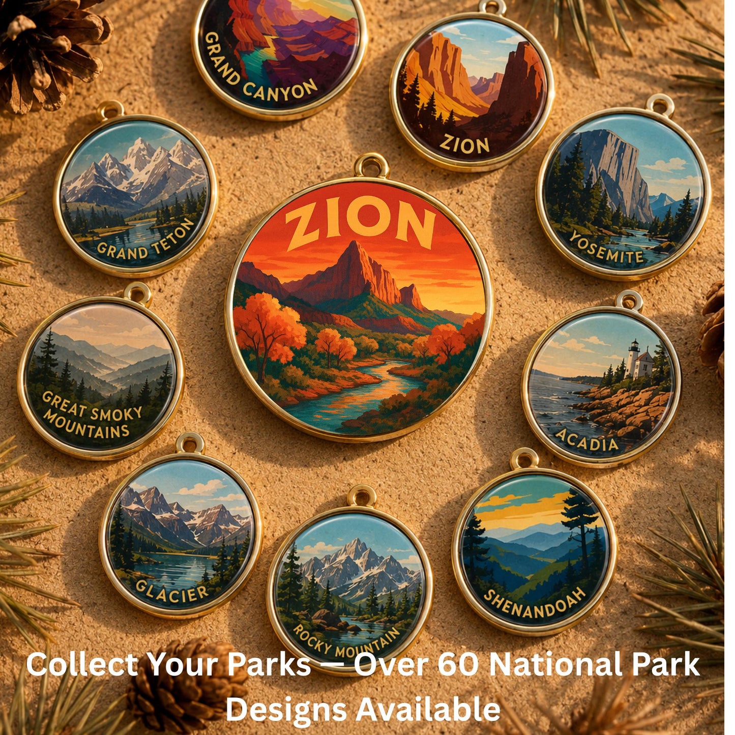 Zion National Park Charm - Zion Keychain - Zion Souvenir - Zion Gift - National Park Charm - Hiking Gift - Nature Lover Gift