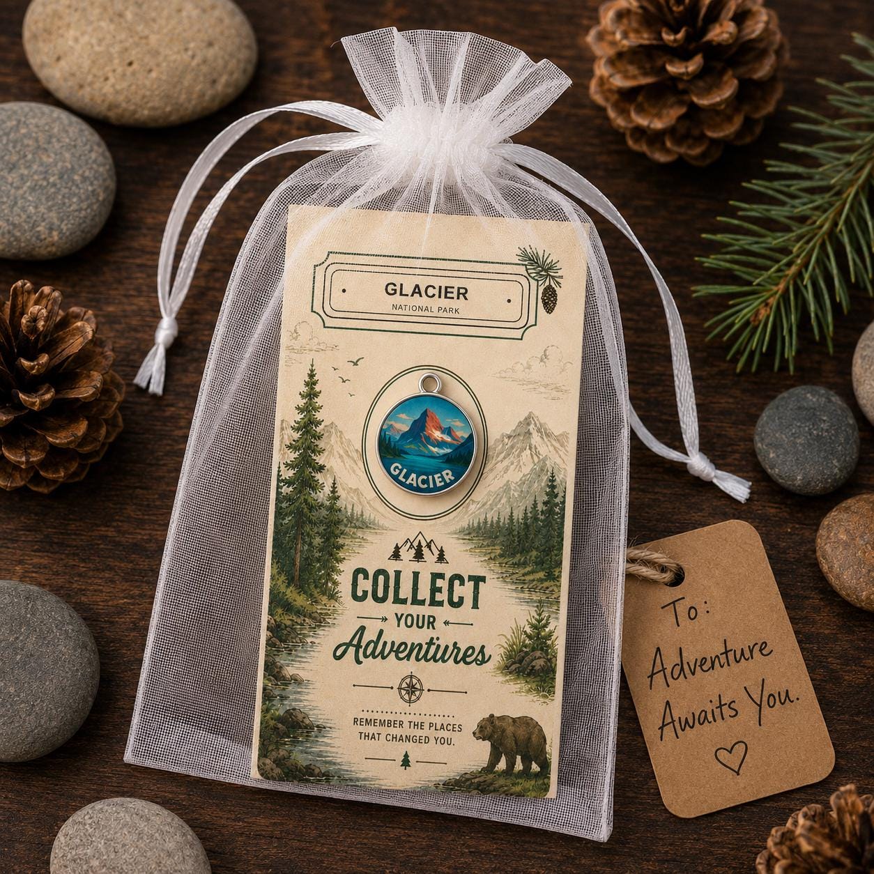 Glacier National Park Charm | Glacier Keychain | Montana Hiking Gift | National Park Souvenir | Nature Lover Gift | Montana Gift