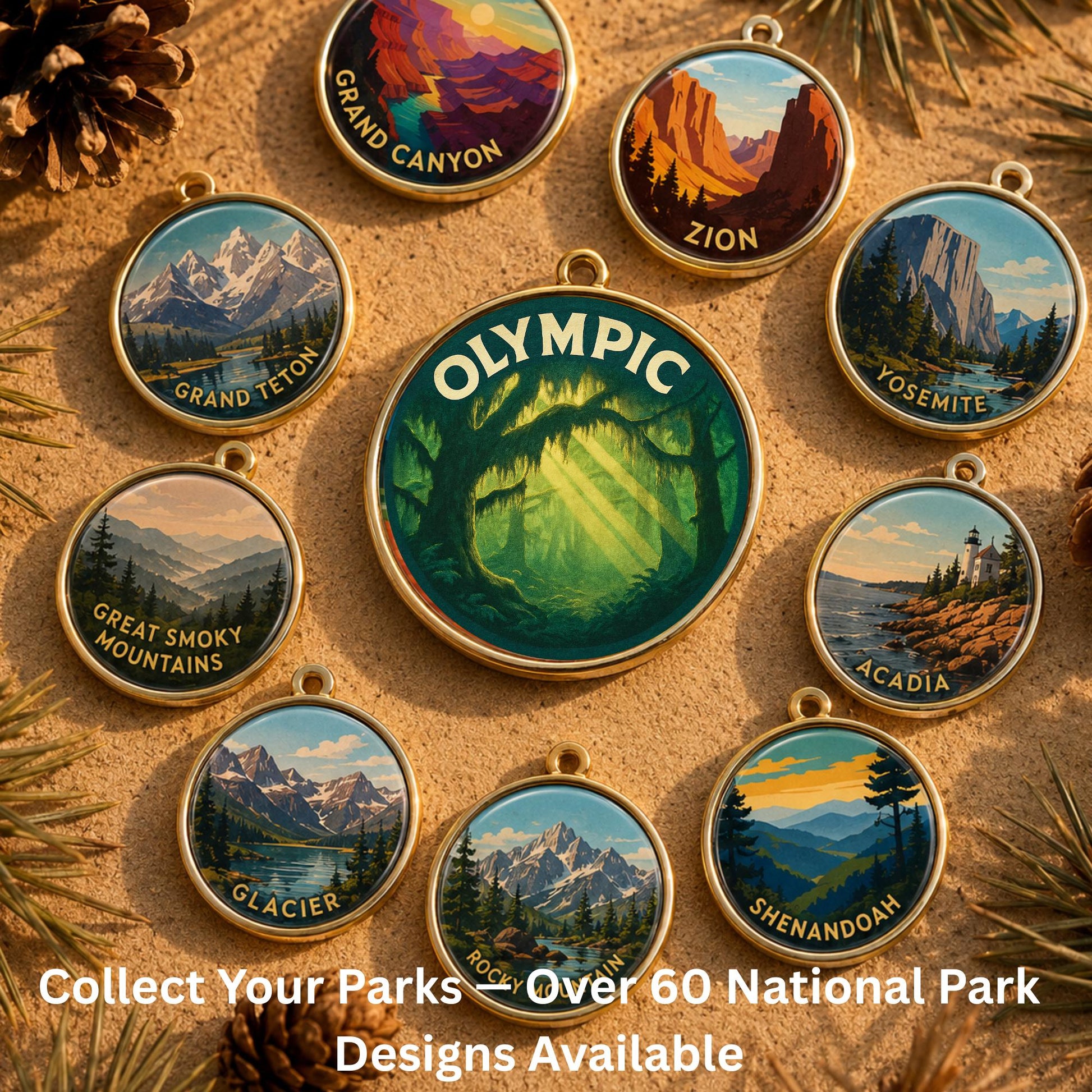 Olympic National Park Charm | Olympic Keychain | Washington Hiking Gift | National Park Souvenir | Nature Lover Gift | Washington Gift