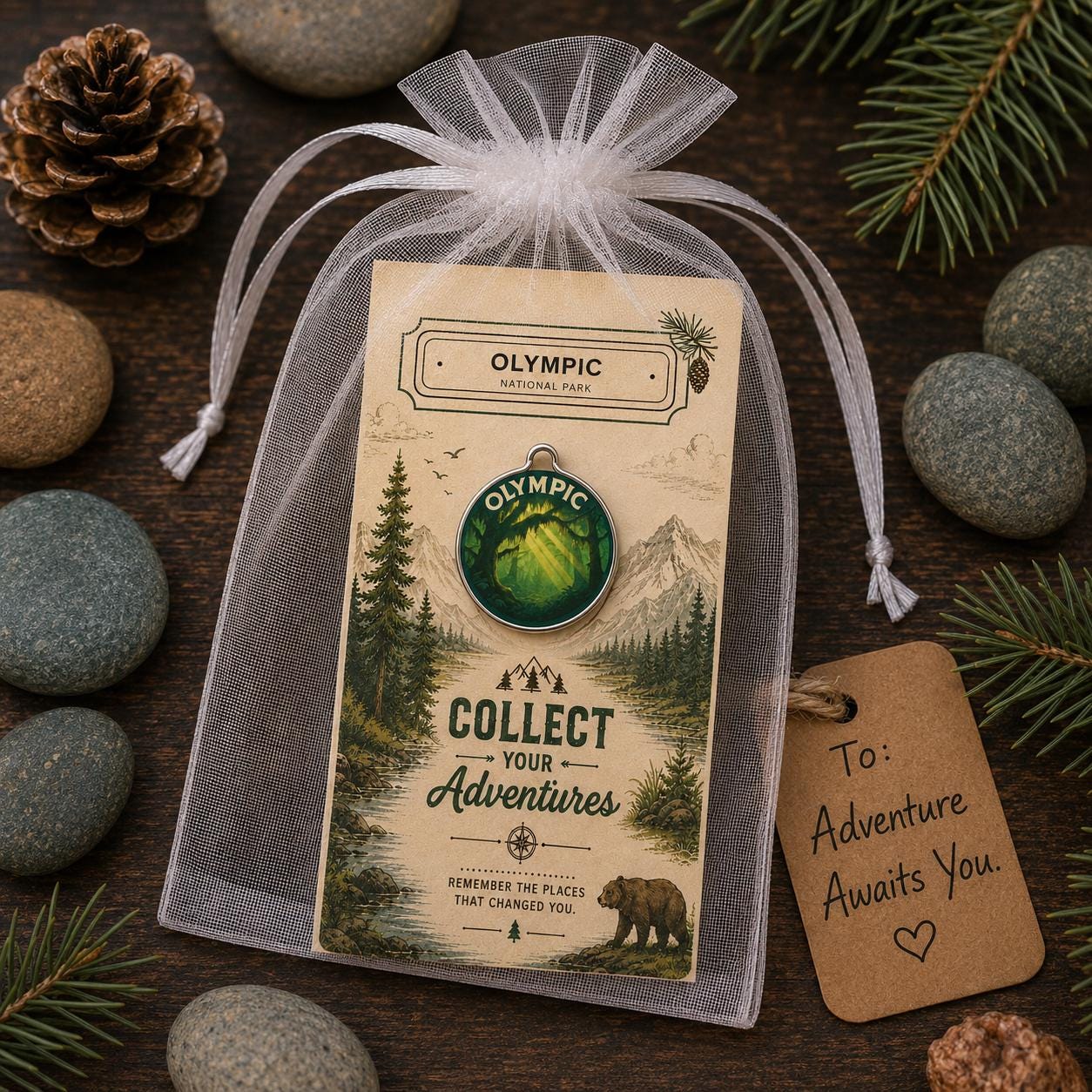 Olympic National Park Charm | Olympic Keychain | Washington Hiking Gift | National Park Souvenir | Nature Lover Gift | Washington Gift