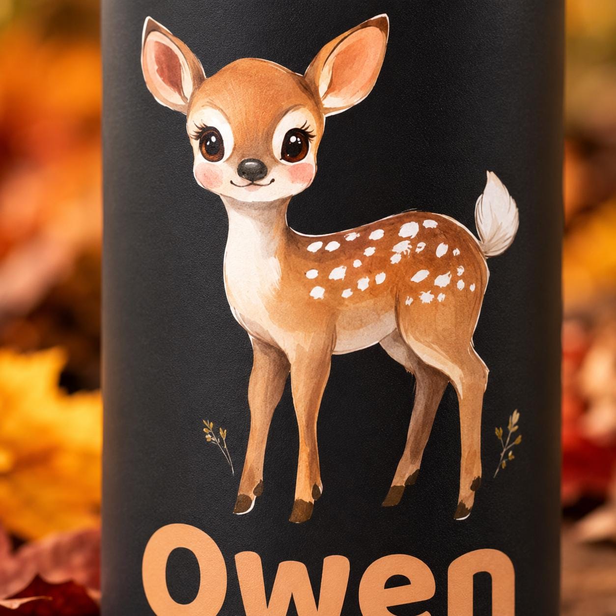 Deer Water Bottle for Kids, Woodland Tumbler with Name, Back to School Cup, Personalized Toddler Gift, Fall Kids Cup