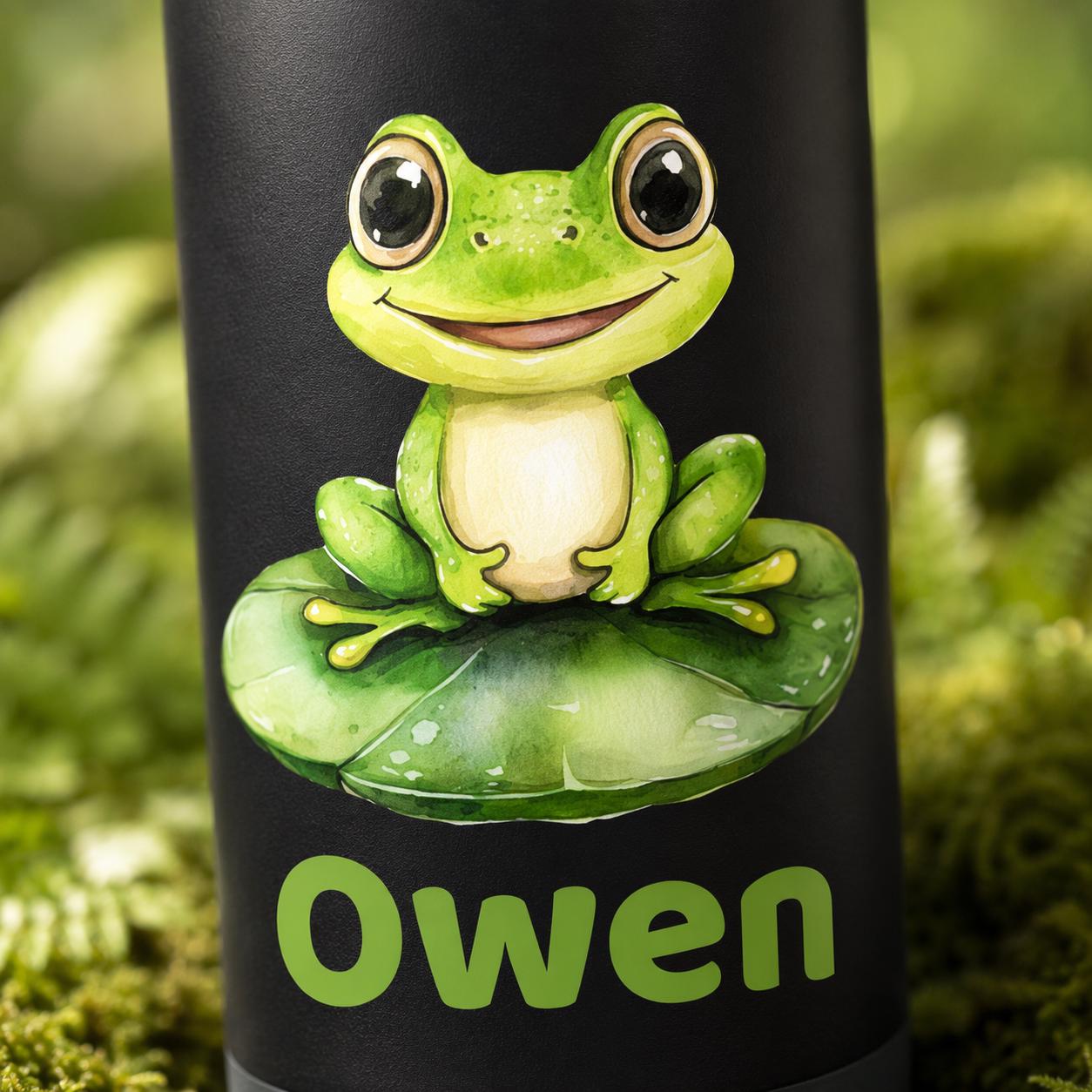 Frog Water Bottle for Kids, Frog Tumbler with Name, Back to School Cup, Personalized Toddler Gift, Kindergarten Water Bottle
