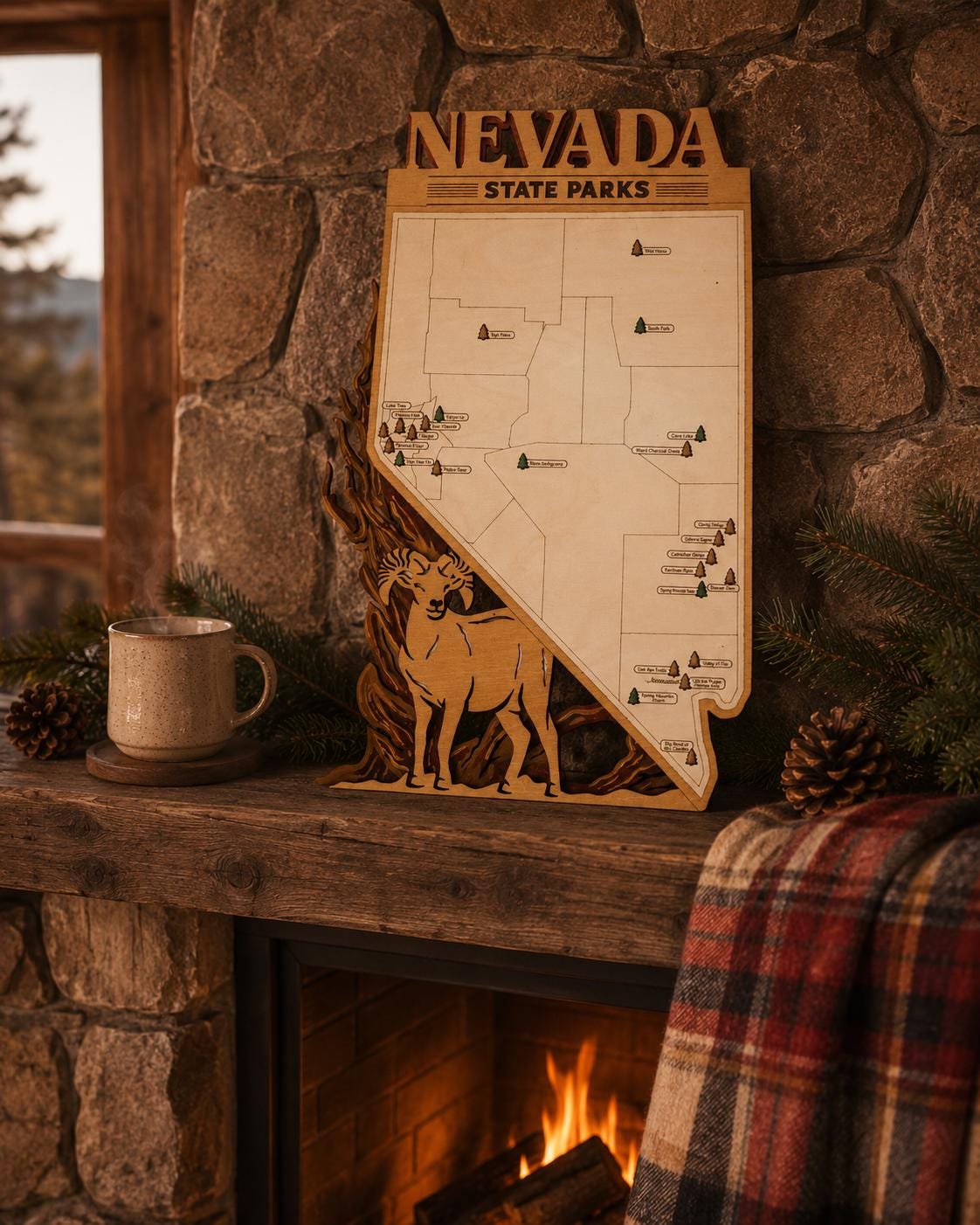 Personalized Nevada State Parks Map | NV Travel Tracker | Layered Wood Adventure Keepsake | Hiking & Camping Gift