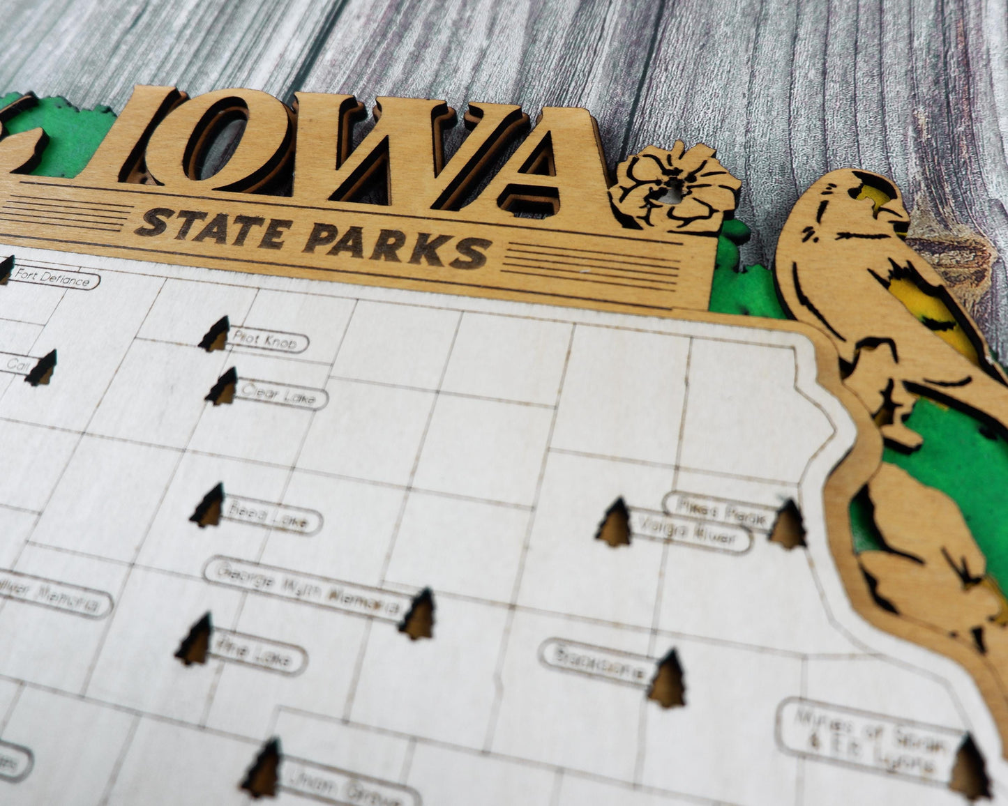 Personalized Iowa State Parks Map | IA Travel Tracker | Layered Wood Adventure Keepsake | Hiking & Camping Gift | Iowa Wall Art