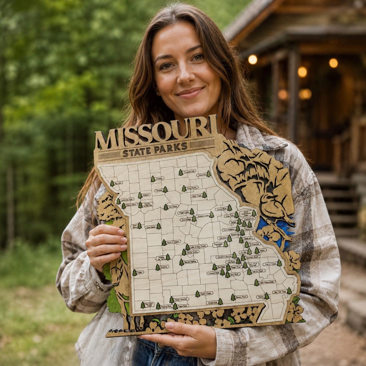 Personalized Missouri State Parks Map | MO Travel Tracker | Layered Wood Adventure Keepsake | Hiking & Camping Gift | Missouri Wall Art