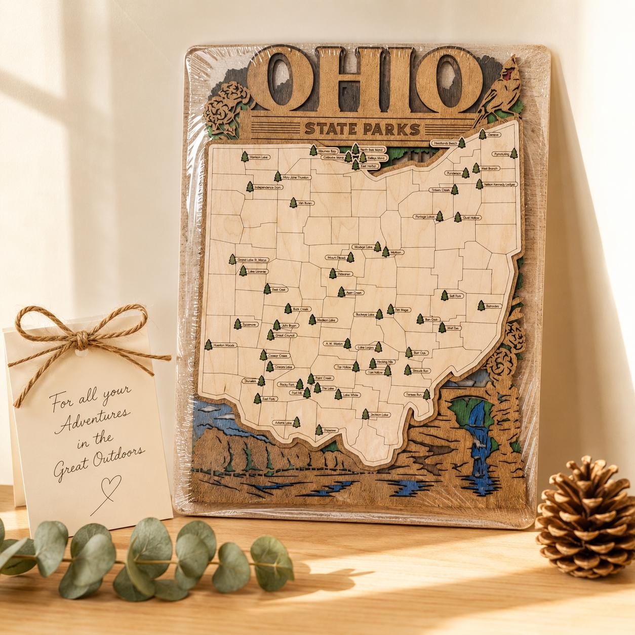 Personalized Ohio State Parks Map | OH Travel Tracker | Layered Wood Adventure Keepsake | Hiking & Camping Gift | Ohio Wall Art