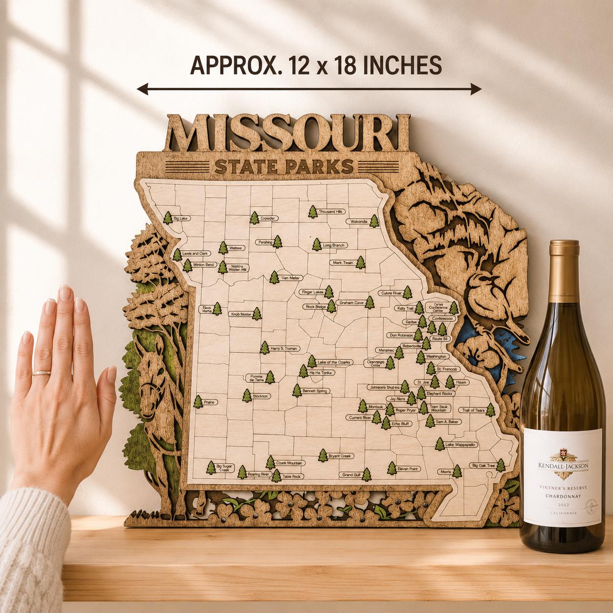 Personalized Missouri State Parks Map | MO Travel Tracker | Layered Wood Adventure Keepsake | Hiking & Camping Gift | Missouri Wall Art