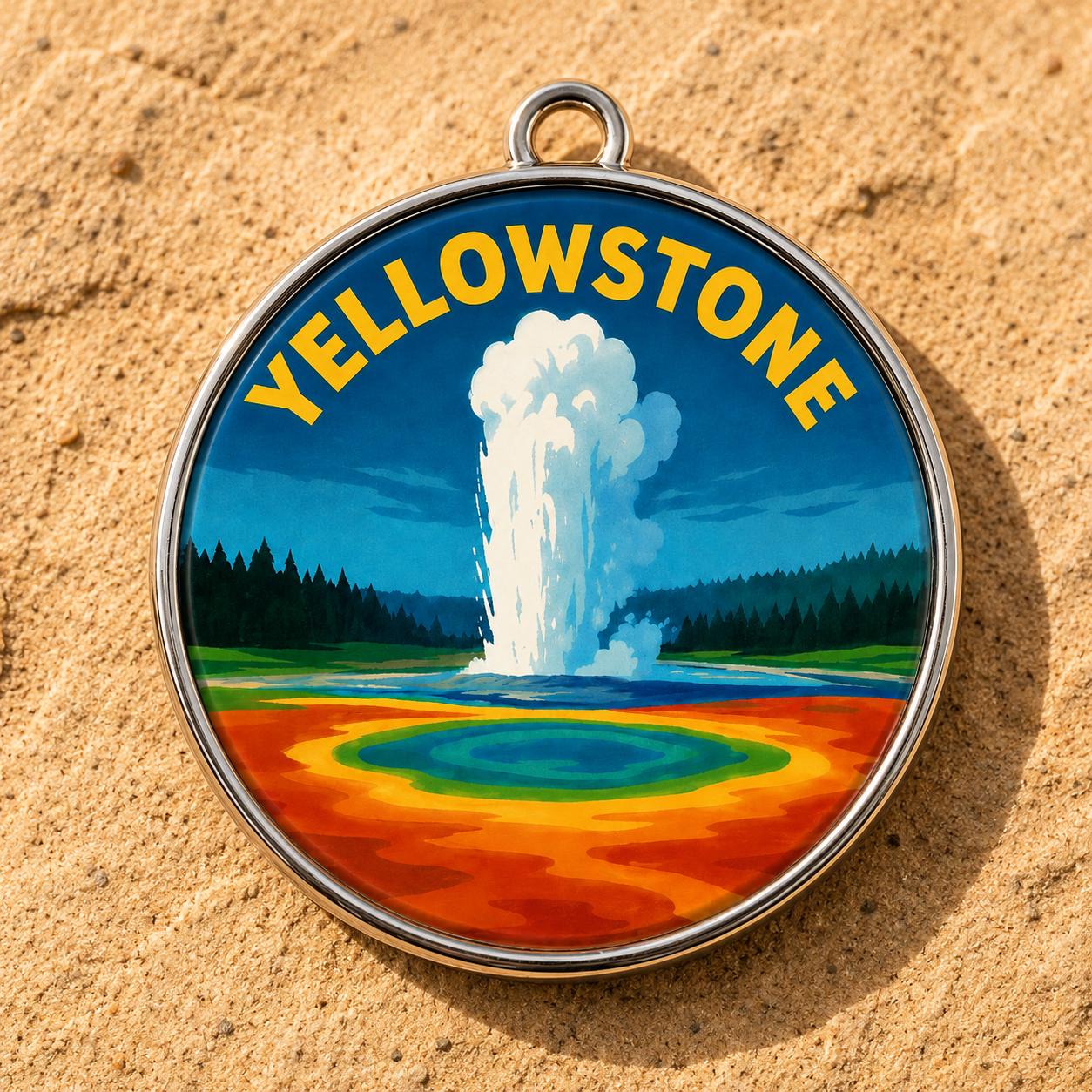 Yellowstone National Park Charm - Yellowstone Keychain - Yellowstone Souvenir - National Park Gift - Hiking Gift - Nature Lover Gift