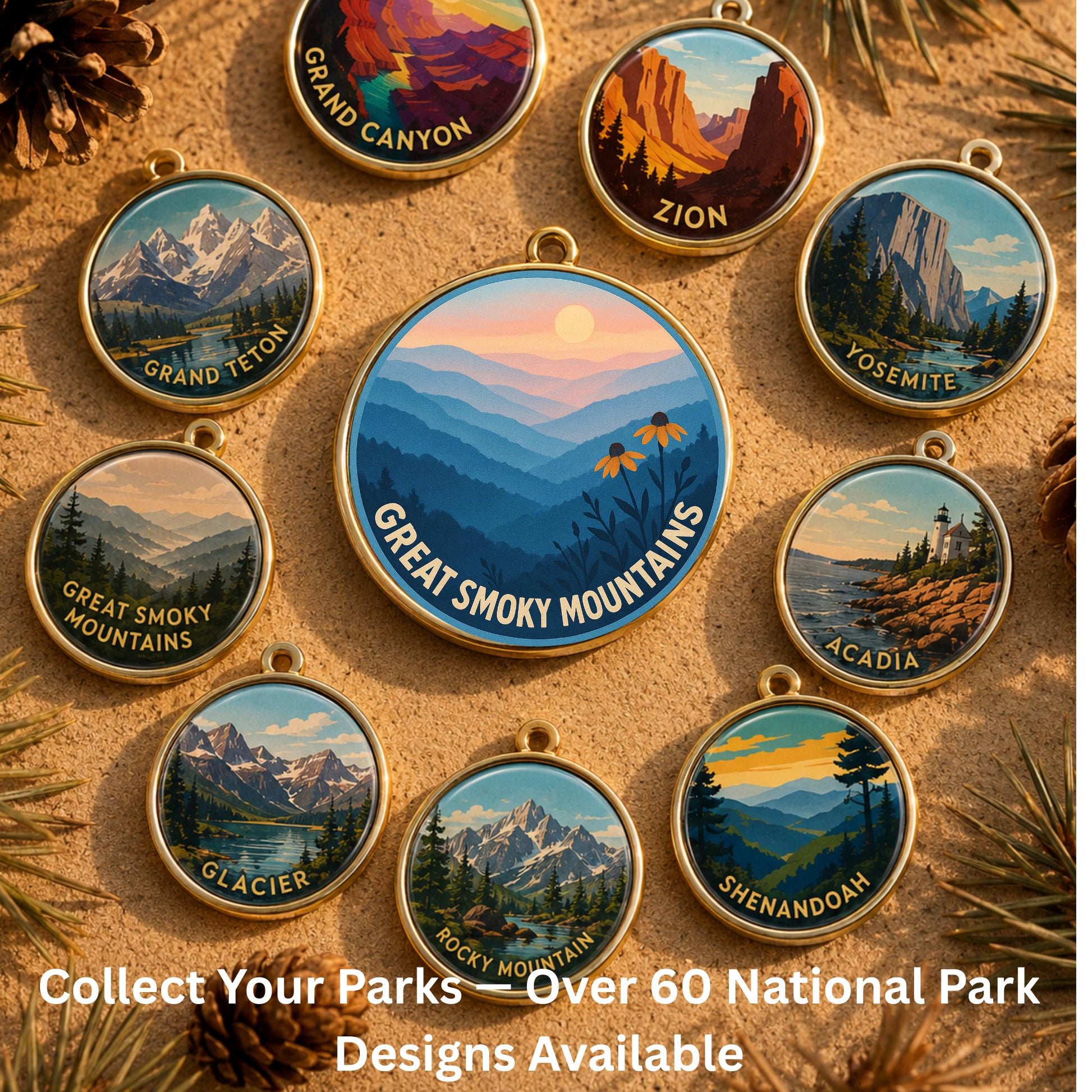 Great Smoky Mountains Charm - Smoky Mountains Keychain - Smoky Mountains Gift - Smoky Mountains Souvenir - National Park Charm - Hiking Gift