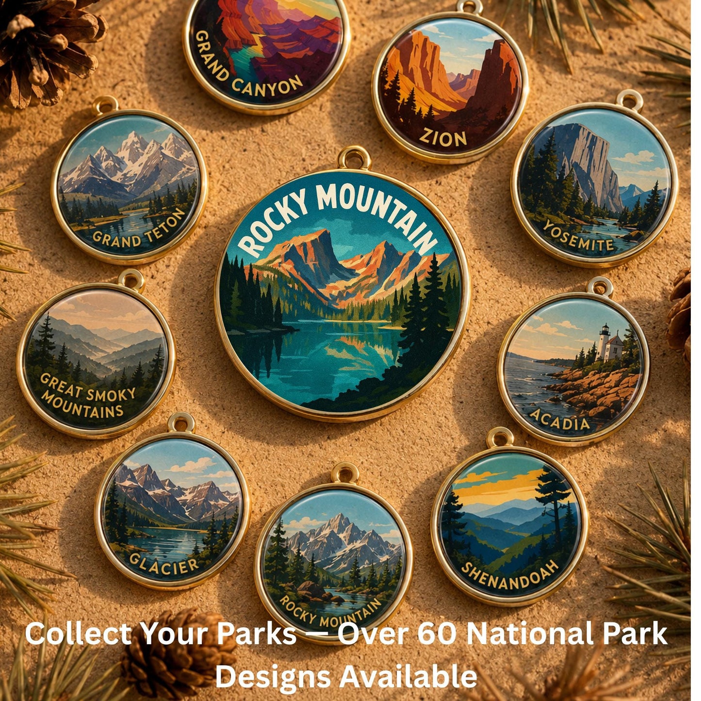 Rocky Mountain National Park Charm - RMNP Keychain - Rocky Mountain Gift - Rocky Mountain Souvenir - National Park Charm - Hiking Gift