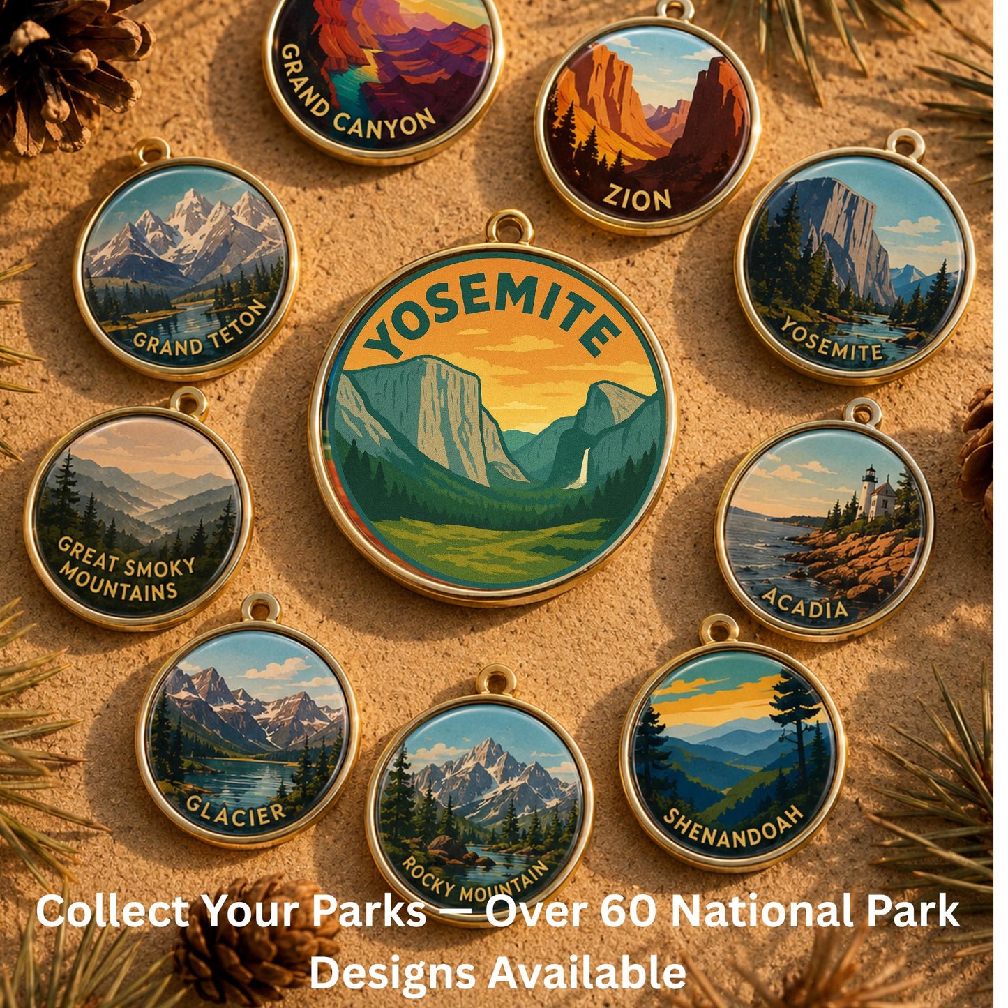 Yosemite National Park Charm - Yosemite Keychain - Yosemite Souvenir - Yosemite Gift - National Park Charm - Hiking Gift - Nature Lover Gift