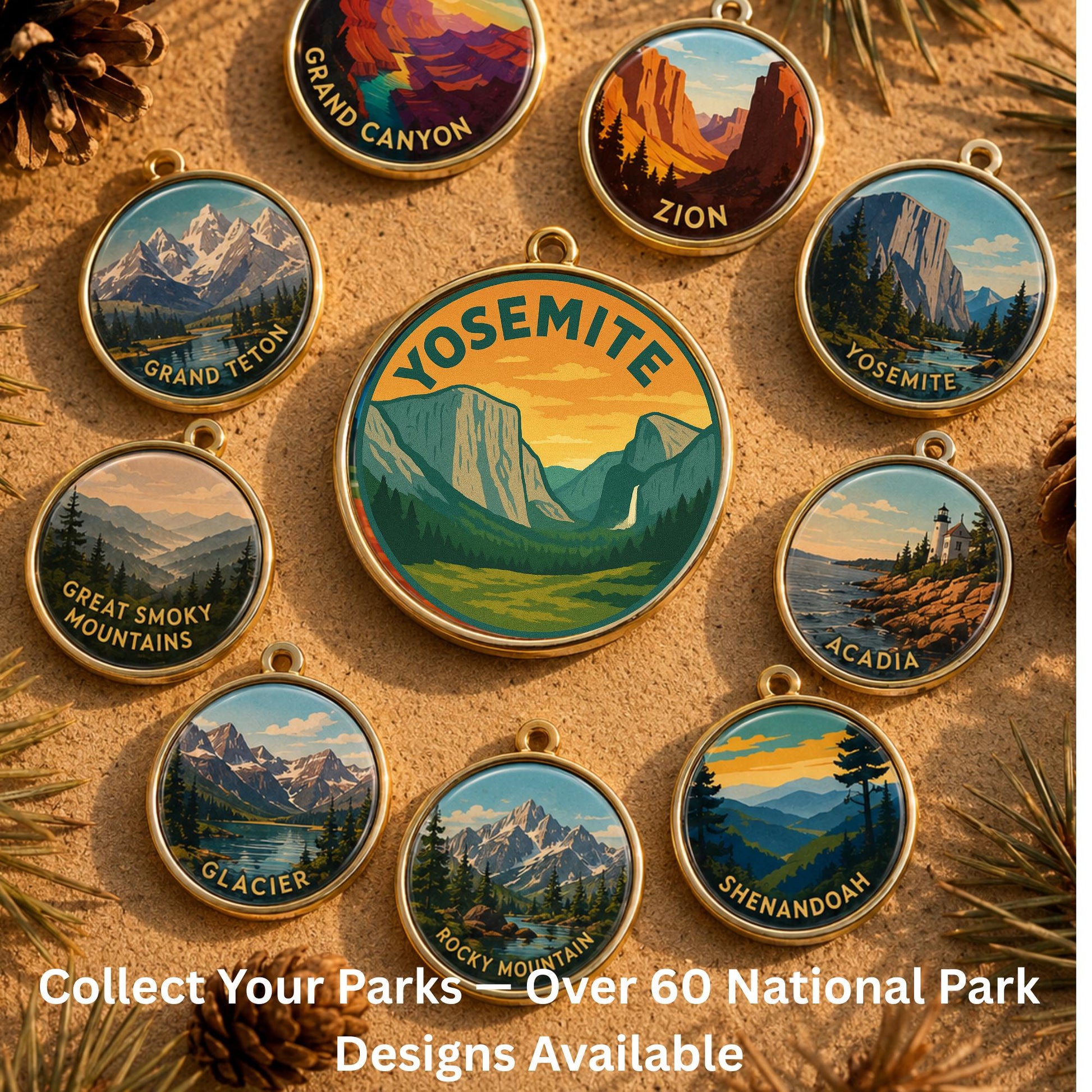Yosemite National Park Charm - Yosemite Keychain - Yosemite Souvenir - Yosemite Gift - National Park Charm - Hiking Gift - Nature Lover Gift