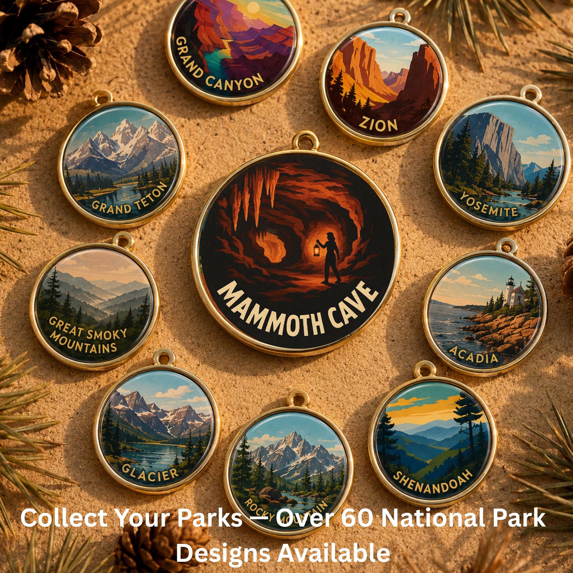 Mammoth Cave National Park Charm | Mammoth Cave Keychain | Kentucky Hiking Gift | National Park Souvenir | Nature Lover Gift | Kentucky Gift