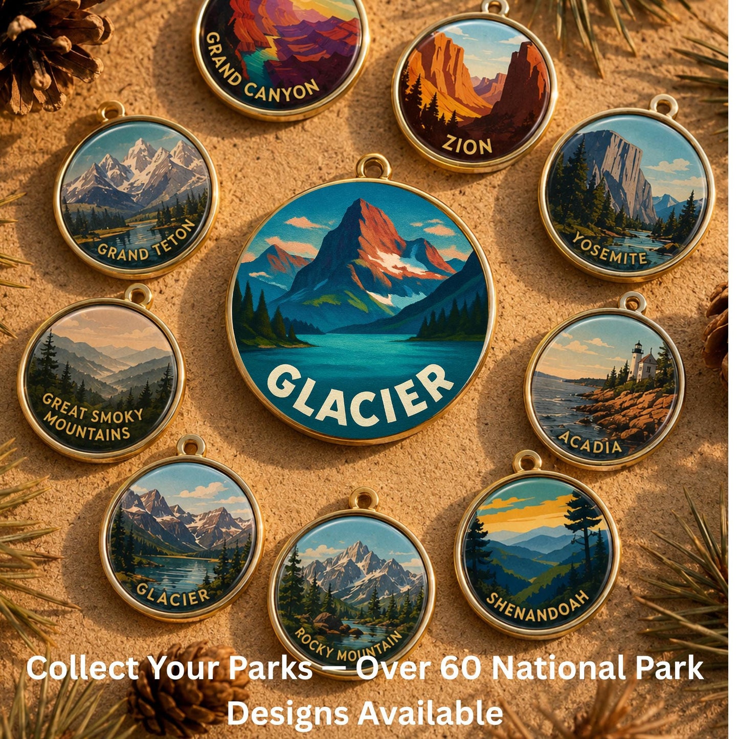 Glacier National Park Charm | Glacier Keychain | Montana Hiking Gift | National Park Souvenir | Nature Lover Gift | Montana Gift