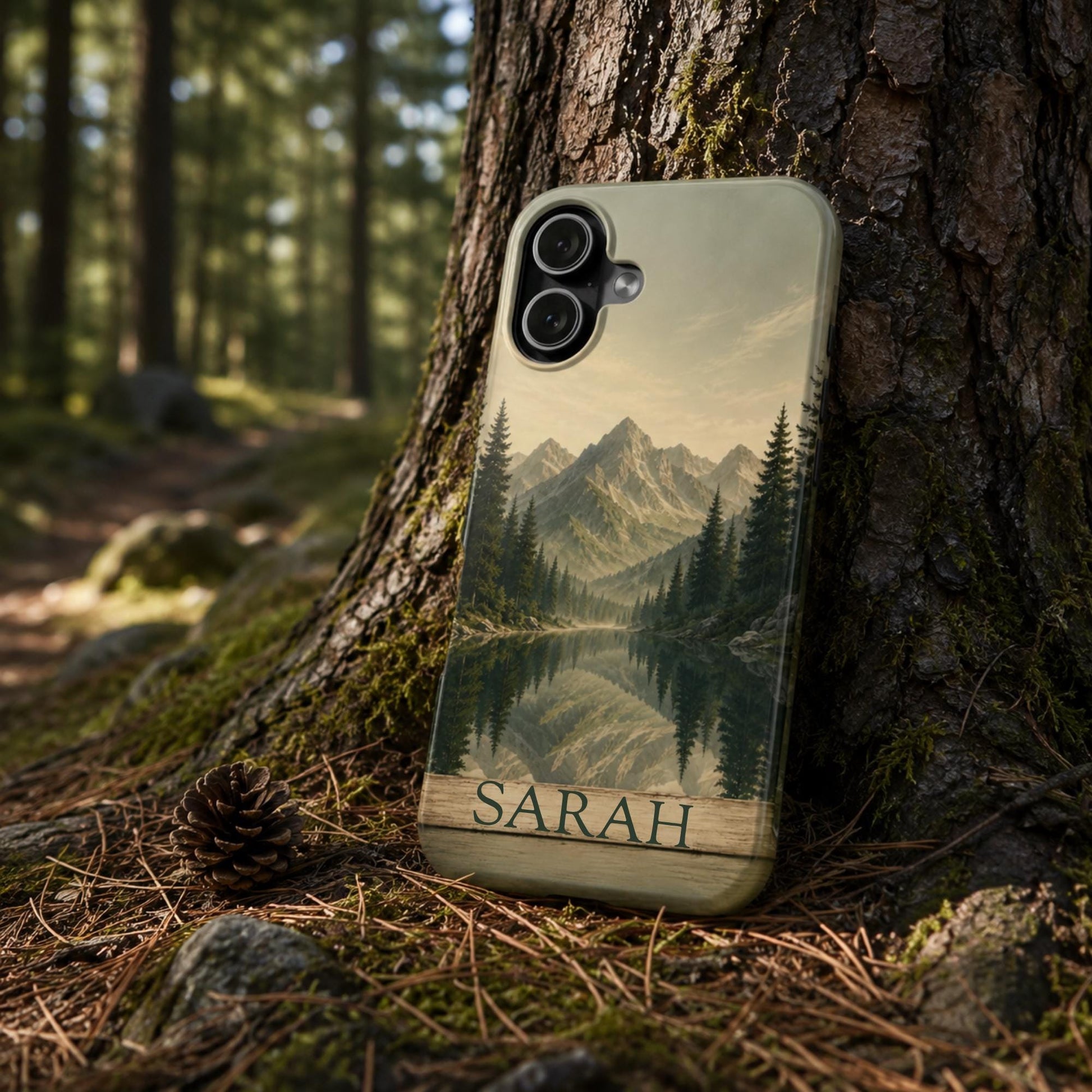 Personalized Lake Phone Case — Custom Name Tough Case iPhone Samsung — Nature Gift for Outdoor Lake Lover