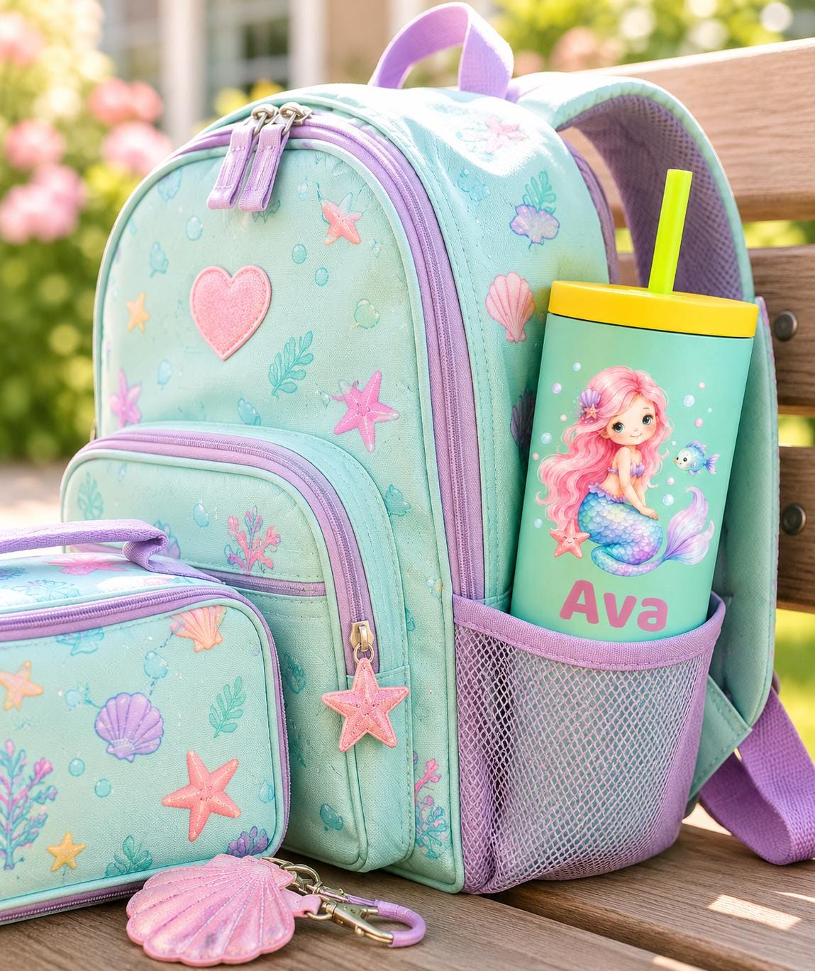 Mermaid Water Bottle for Girls, Kids Tumbler with Name, Back to School Cup, Personalized Toddler Girl Gift, Kindergarten Cup