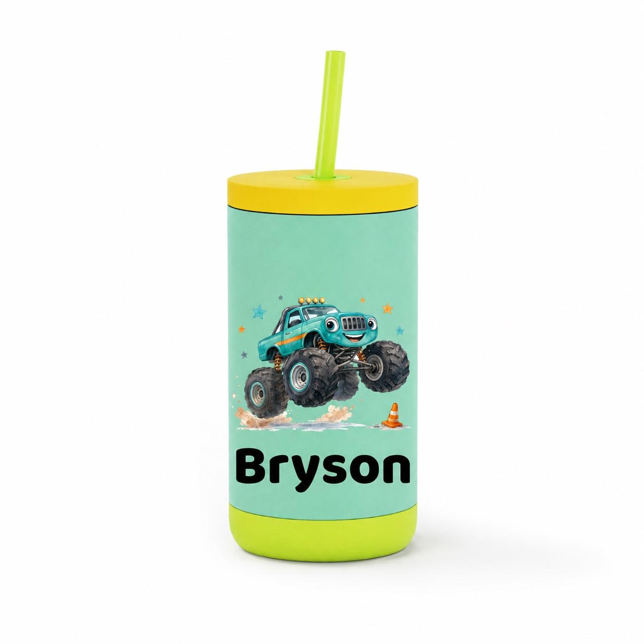 Big Truck Water Bottle for Boys, Kids Tumbler with Name, Back to School Cup, Personalized Toddler Boy Gift, Kindergarten Cup