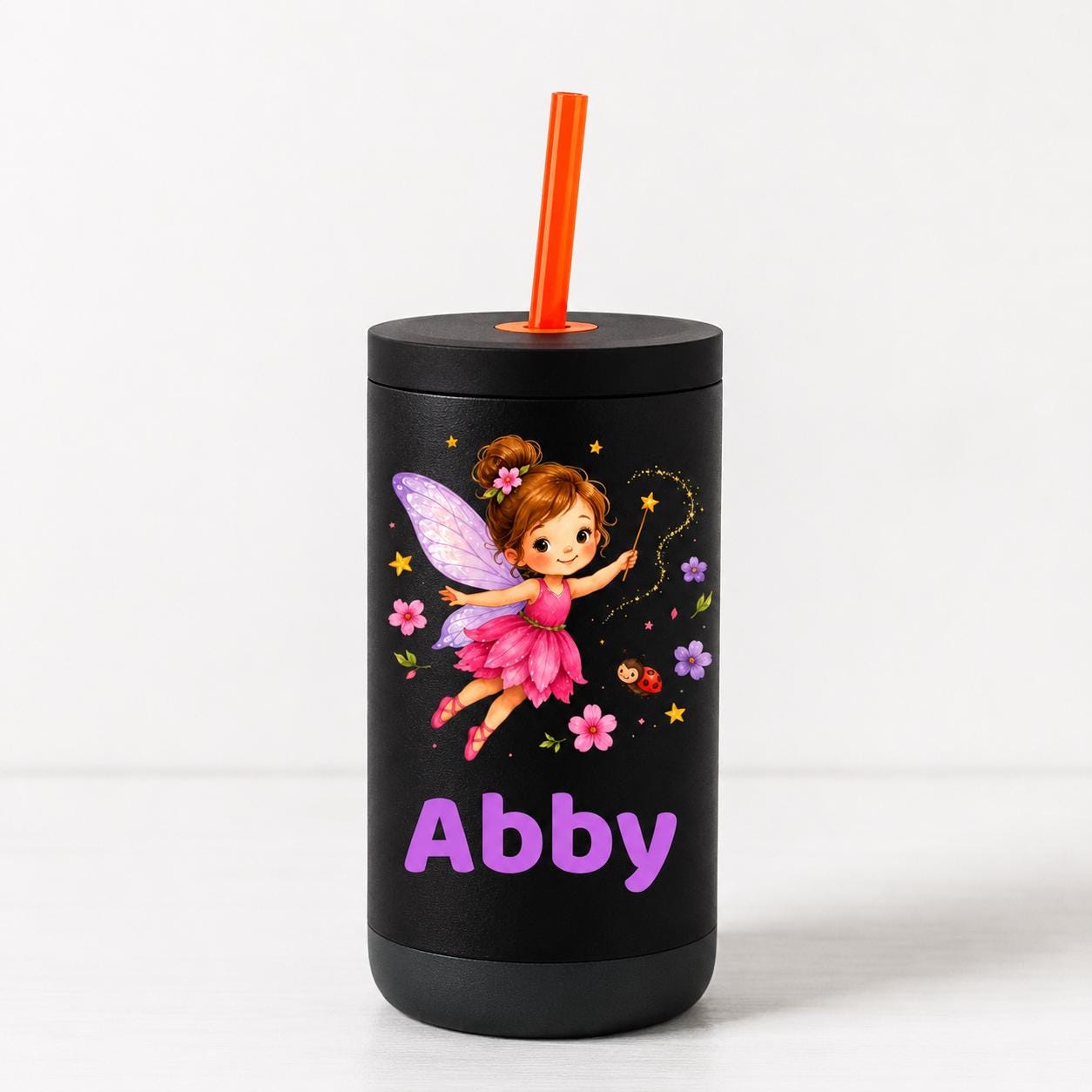 Fairy Water Bottle for Girls, Kids Tumbler with Name, Back to School Cup, Personalized Toddler Girl Gift, Kindergarten Cup
