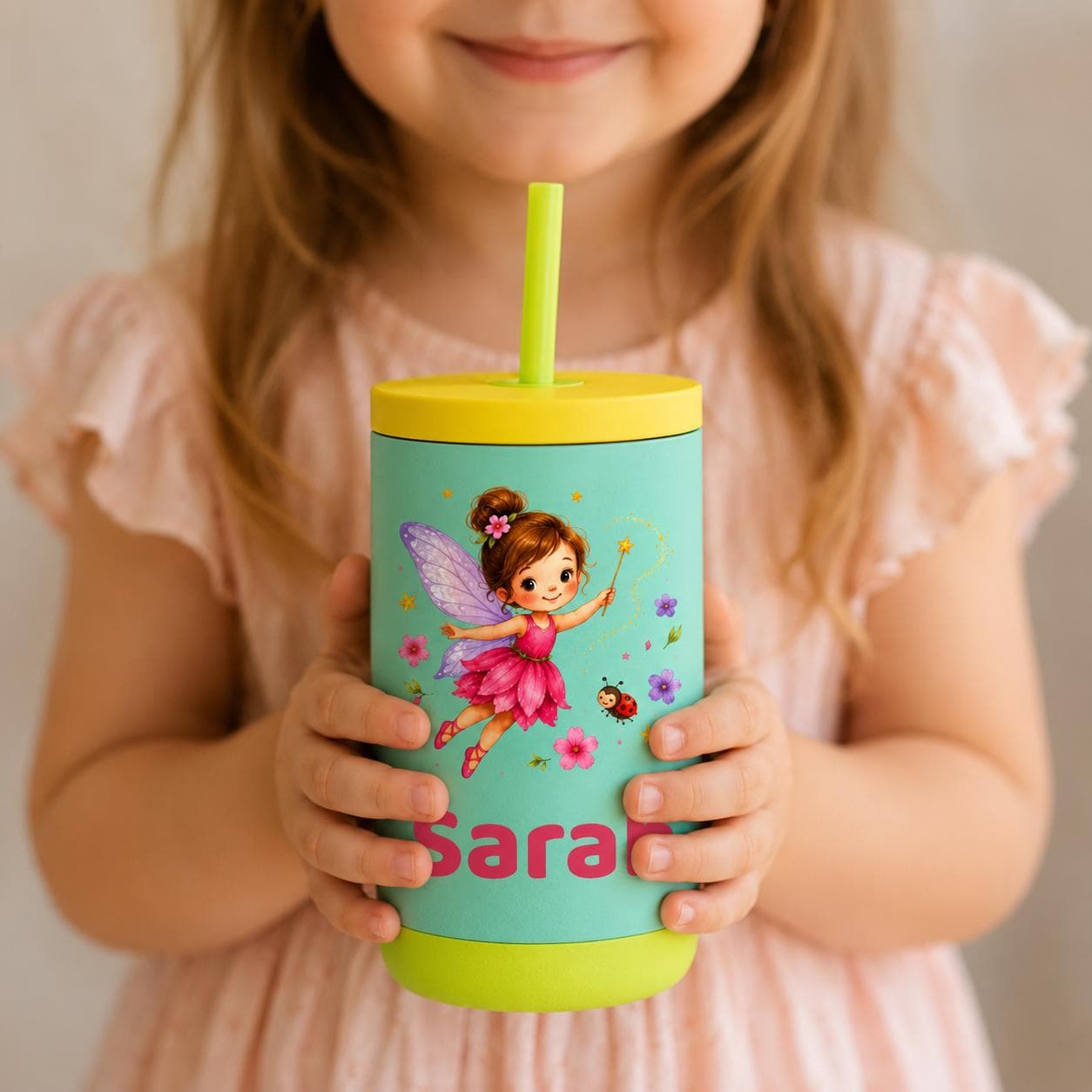 Fairy Water Bottle for Girls, Kids Tumbler with Name, Back to School Cup, Personalized Toddler Girl Gift, Kindergarten Cup