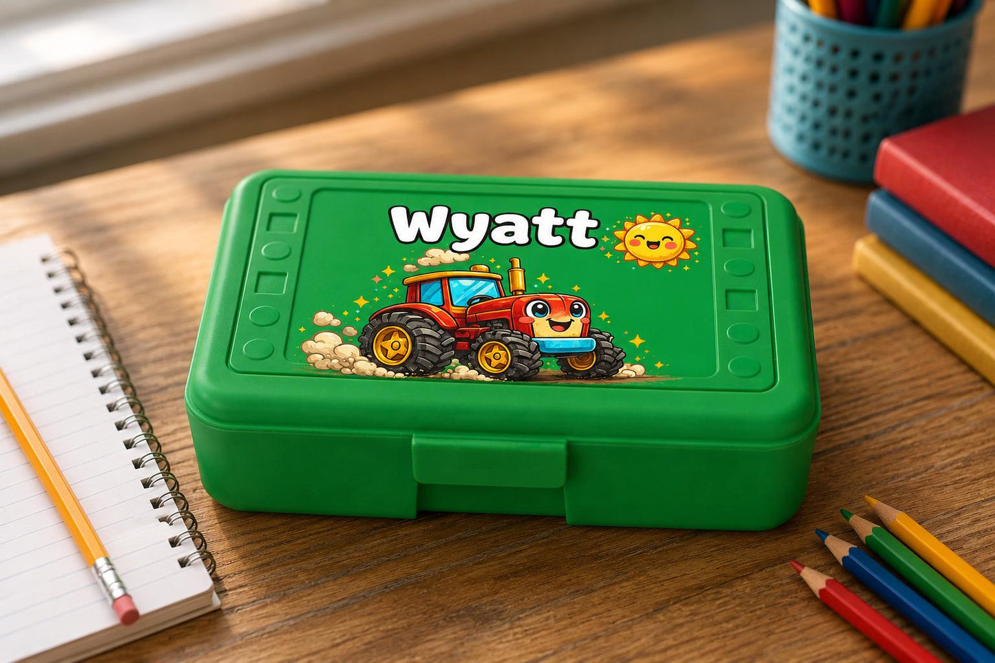 Personalized Tractor Pencil Box, Custom Name School Supply Box for Kids, Kindergarten Boy Back to School Gift, Farm Pencil Case, UV Printed