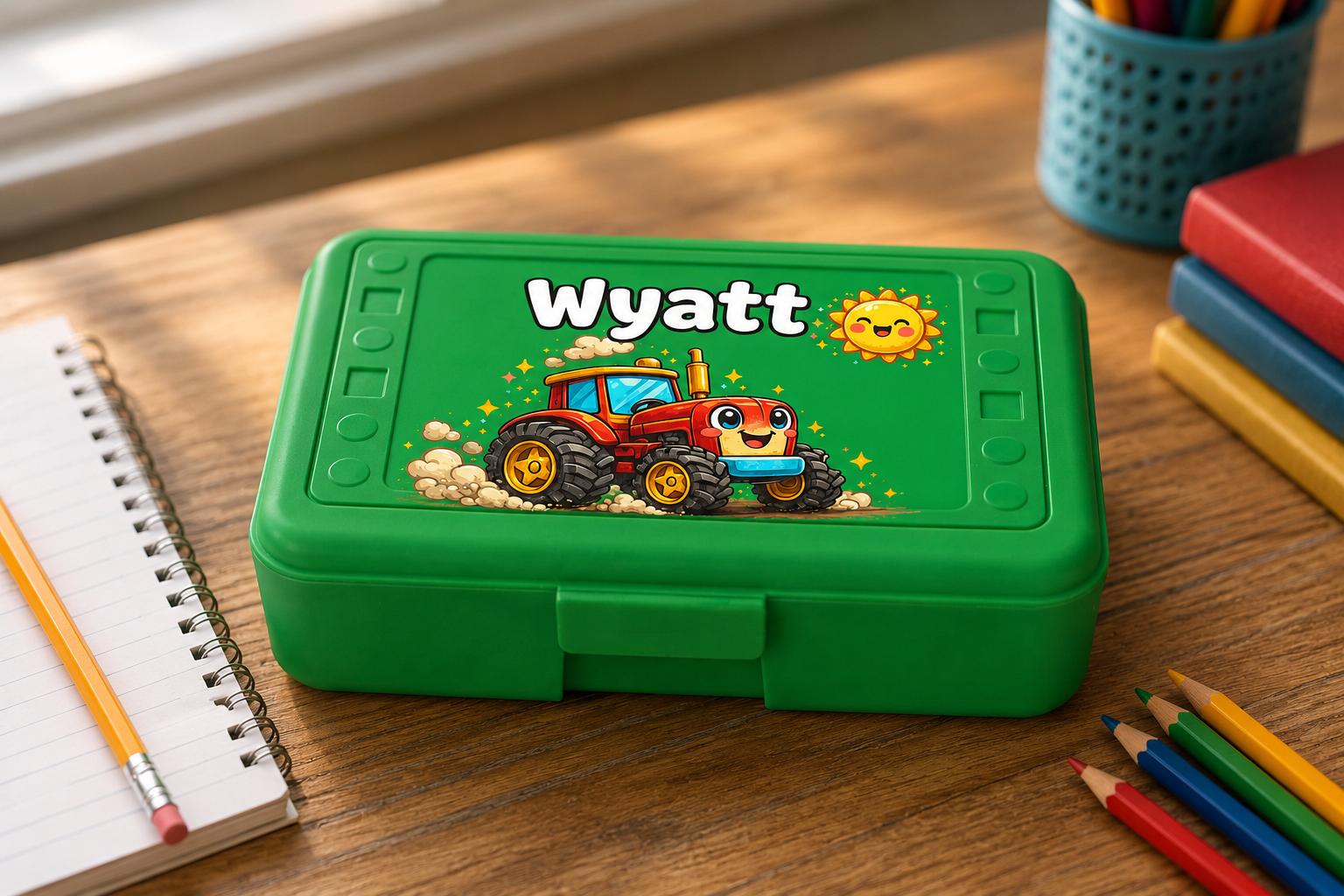 Personalized Tractor Pencil Box, Custom Name School Supply Box for Kids, Kindergarten Boy Back to School Gift, Farm Pencil Case, UV Printed